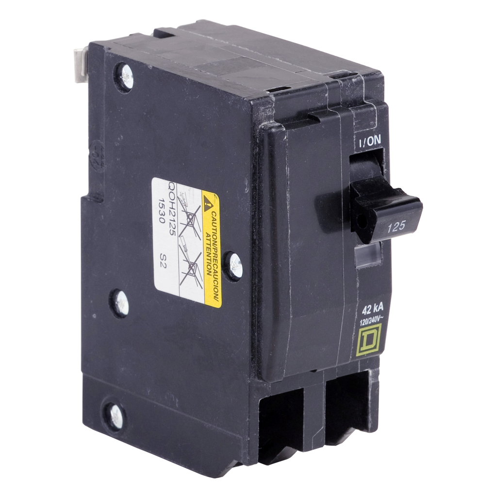QO2125CP – Mini circuit breaker, QO, 125A, 2 pole, 120/240VAC, 10kA, plug in, consumer pack