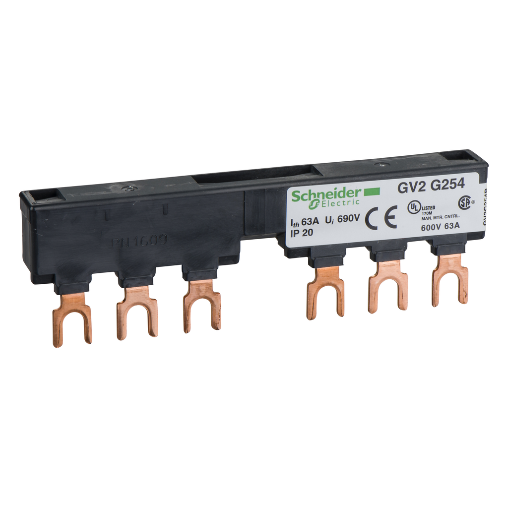 GV2G254 – Linergy FT, Comb busbar, 63A, 2 tap-offs, 54mm pitch