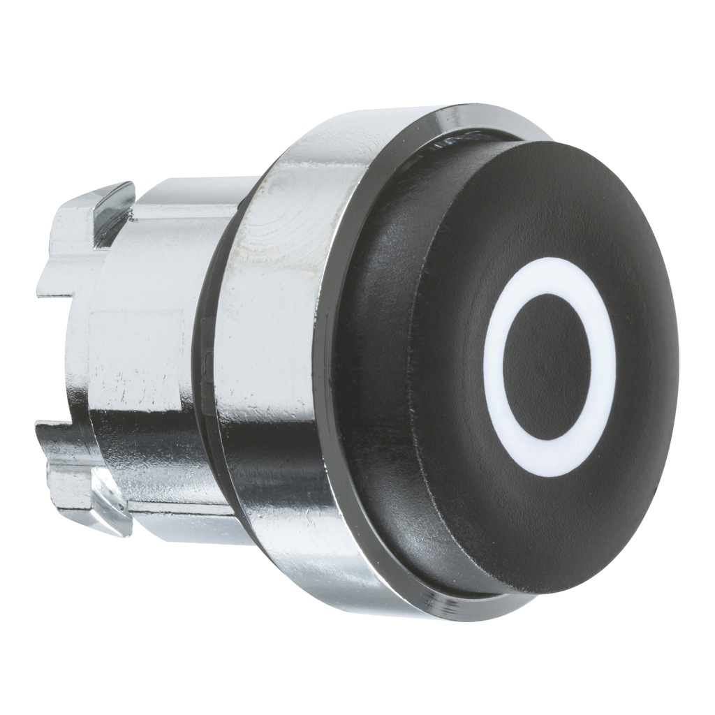 ZB4BL232 – Head for non-illuminated push button, Harmony XB4, metal, black projecting, 22mm, spring return, white marked O