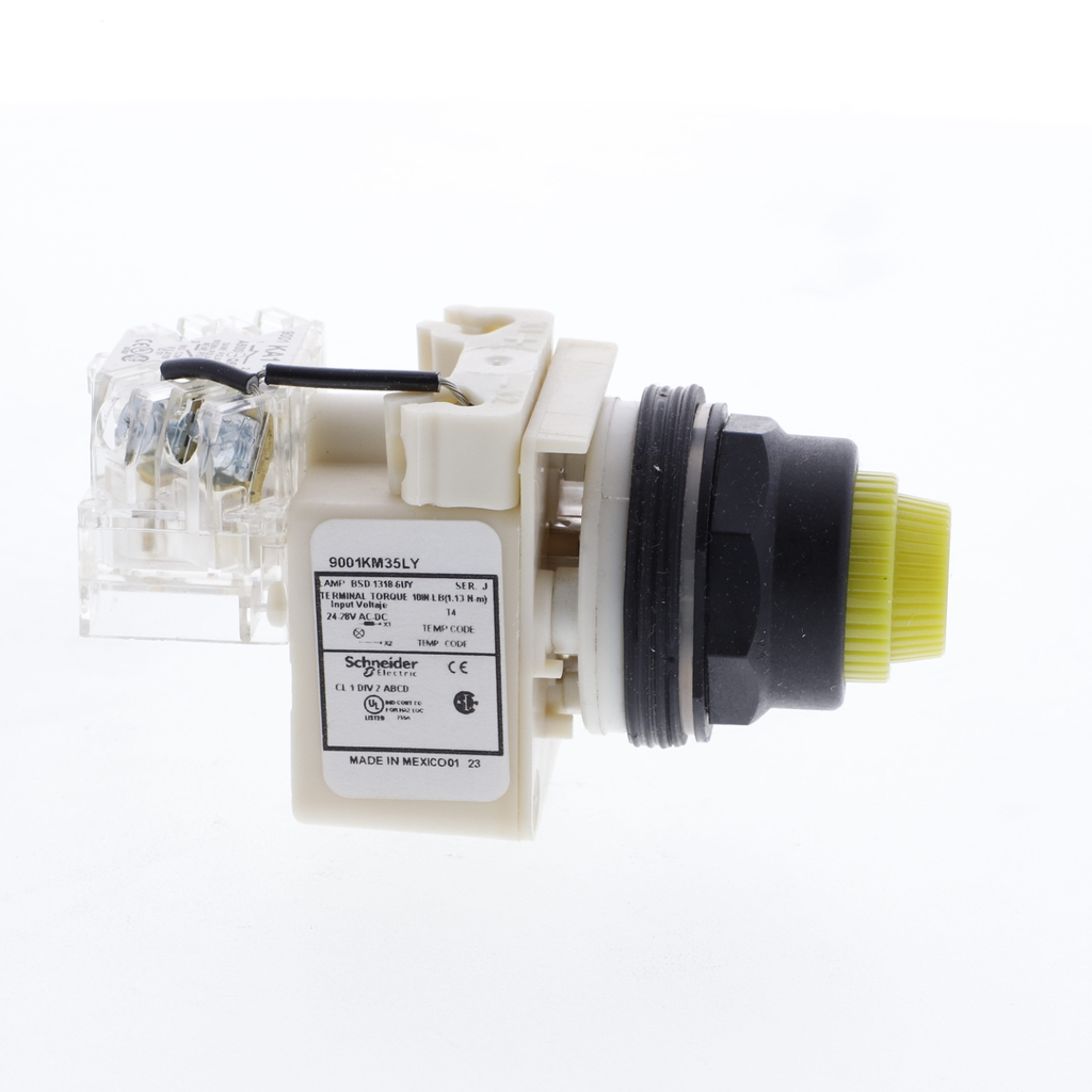 Mayer-DDS-Push-to-test pilot light, Harmony 9001SK, plastic, polycarbonate, fresnel, yellow, 30mm, LED yellow, 24-28V-2