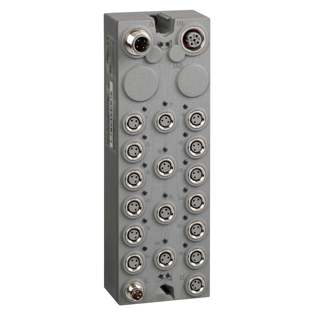 TM7BDM16B – Discrete I/O expansion block, Modicon TM7, IP67, 16 DI/DO, 24 V DC, 0.5 A, M8 connector