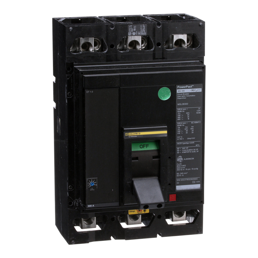 MGL26700 – Circuit breaker, PowerPacT M, 700A, 2 pole, 600VAC, 18kA, lugs, ET 1.0, 80%