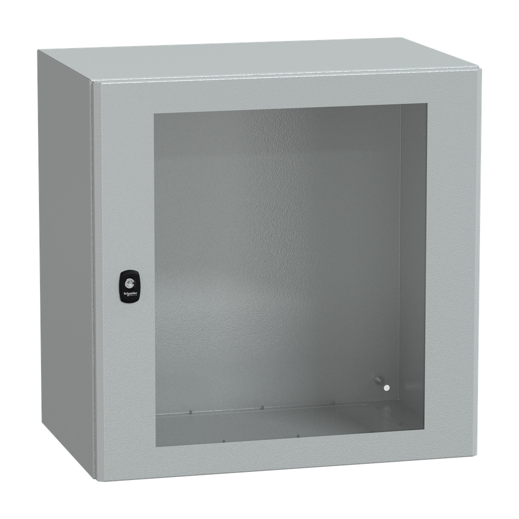 NSYS3D6640T – Wall mounted steel enclosure, PanelSeT S3D, transparent door, without mounting plate, 600x600x400mm, IP66, IK08