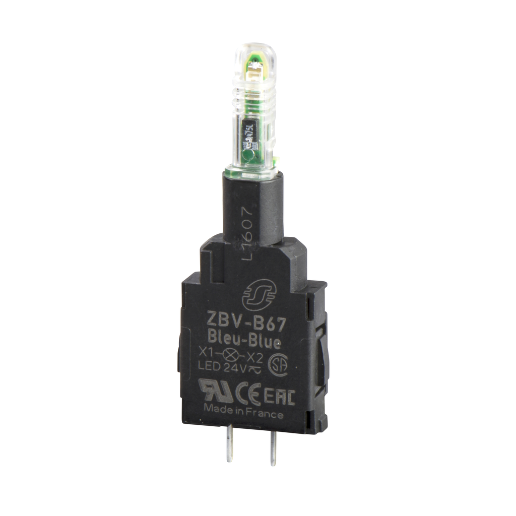 ZBVB57 – Light block, Harmony XB4, Harmony XB5, orange, for head 22mm integral LED, pins for printed circuit board, 24V