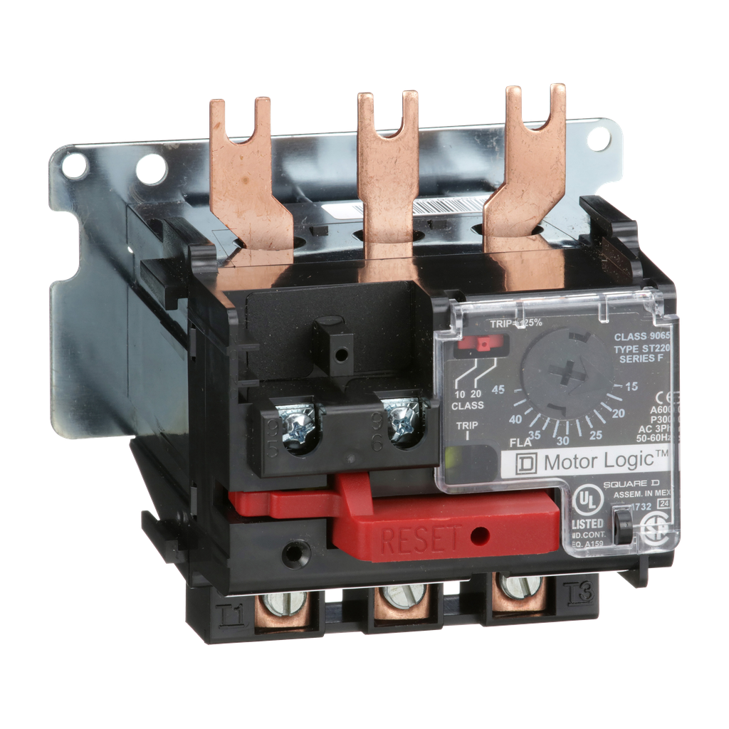 9065ST220 – Overload Relay, Motor Logic, solid state overload relay, NEMA Size 2, 3 pole, 15A to 45A, 600VAC, replacement relay