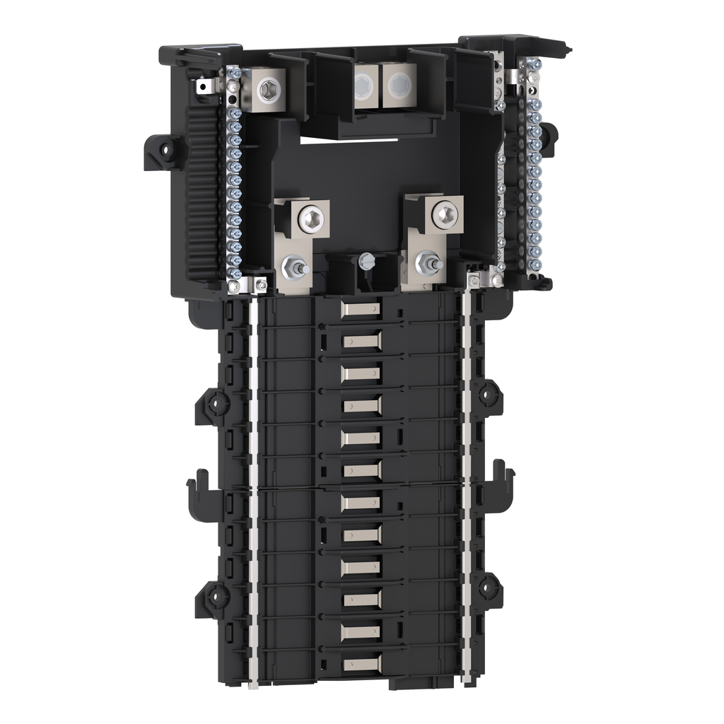 QON124L200PIN – Load center interior, QO, mounting base, 1 phase, 24 spaces, 200A main lugs, PoN, OEM, 2 x neutral busbar