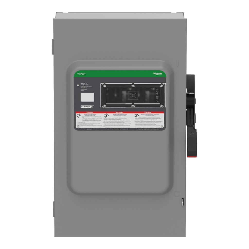 Mayer-DDS-Safety switch, VisiPacT, heavy duty, fused, viewing window, NEMA 1, 240V, 200A, 2 pole, neutral bonded, ground lugs-2