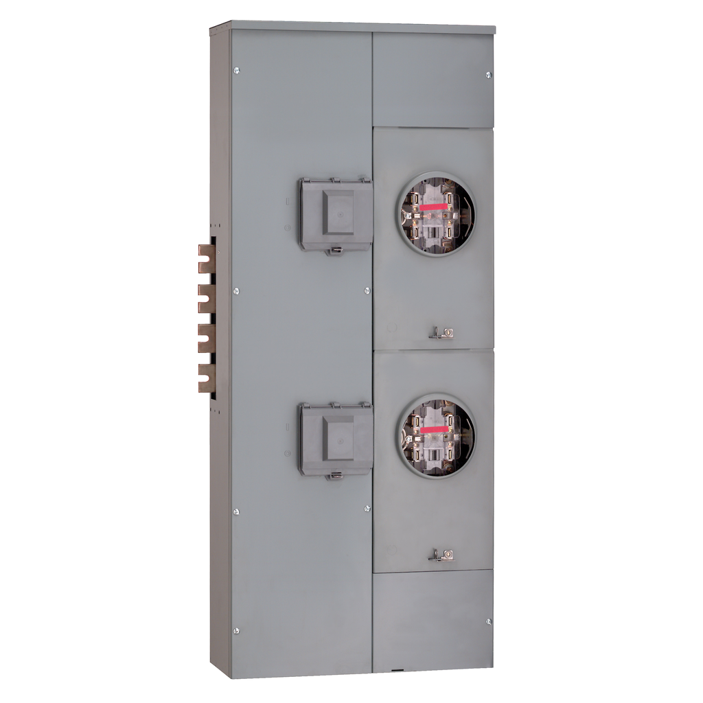EZML312400 – Branch unit, EZ Meter-Pak, 400A, 2 x 5 jaw sockets, 208Y/120VAC, lever bypass, ringless, 1200A Cu busbar