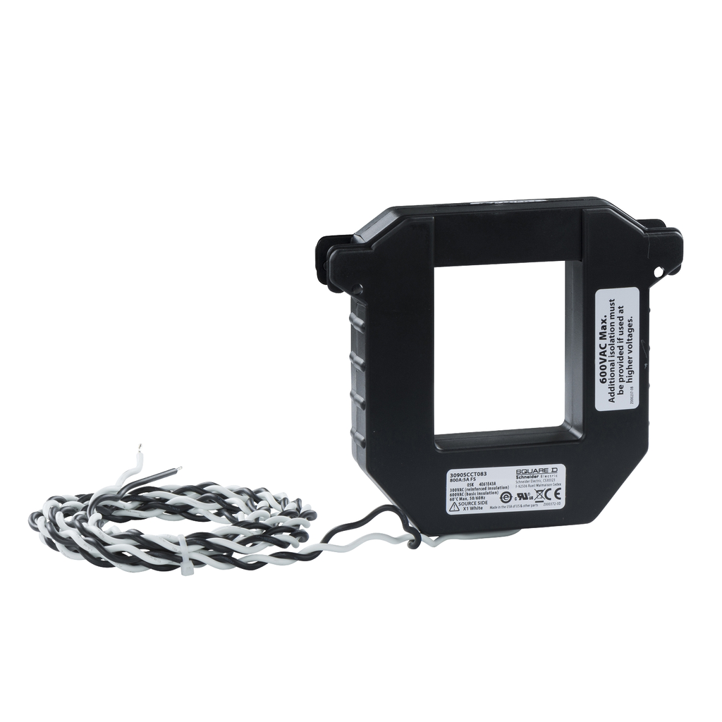 Product image for Square D 3090SCCT083 2.45 x 2.89 Inch 12.5 VA 600 VAC 50/60 Hz 800:5 18 AWG Split Core Current Transformer