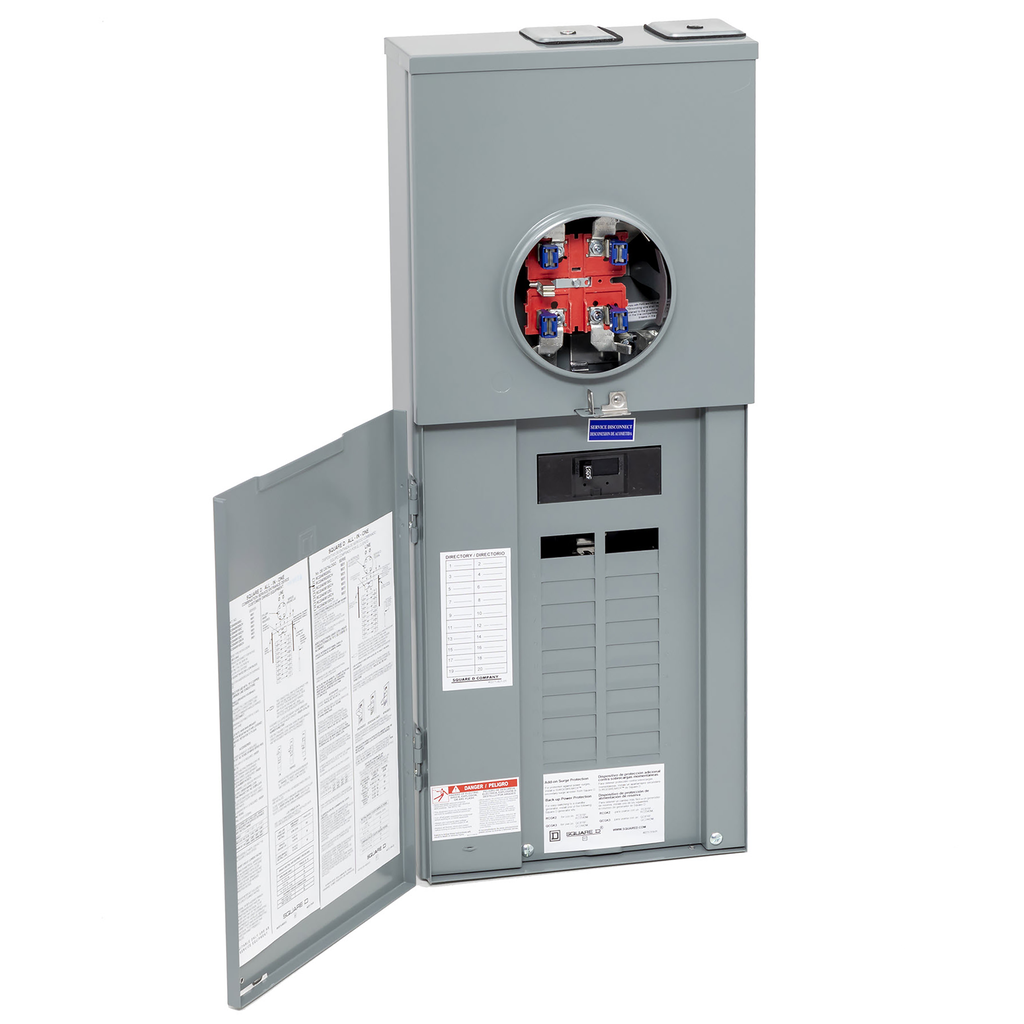 RC2040M200CH – All in one, Homeline, combination service entrance, ringless socket, 200A, surface mount, 20 spaces, 40 circuits, 22kA SCCR, horn bypass