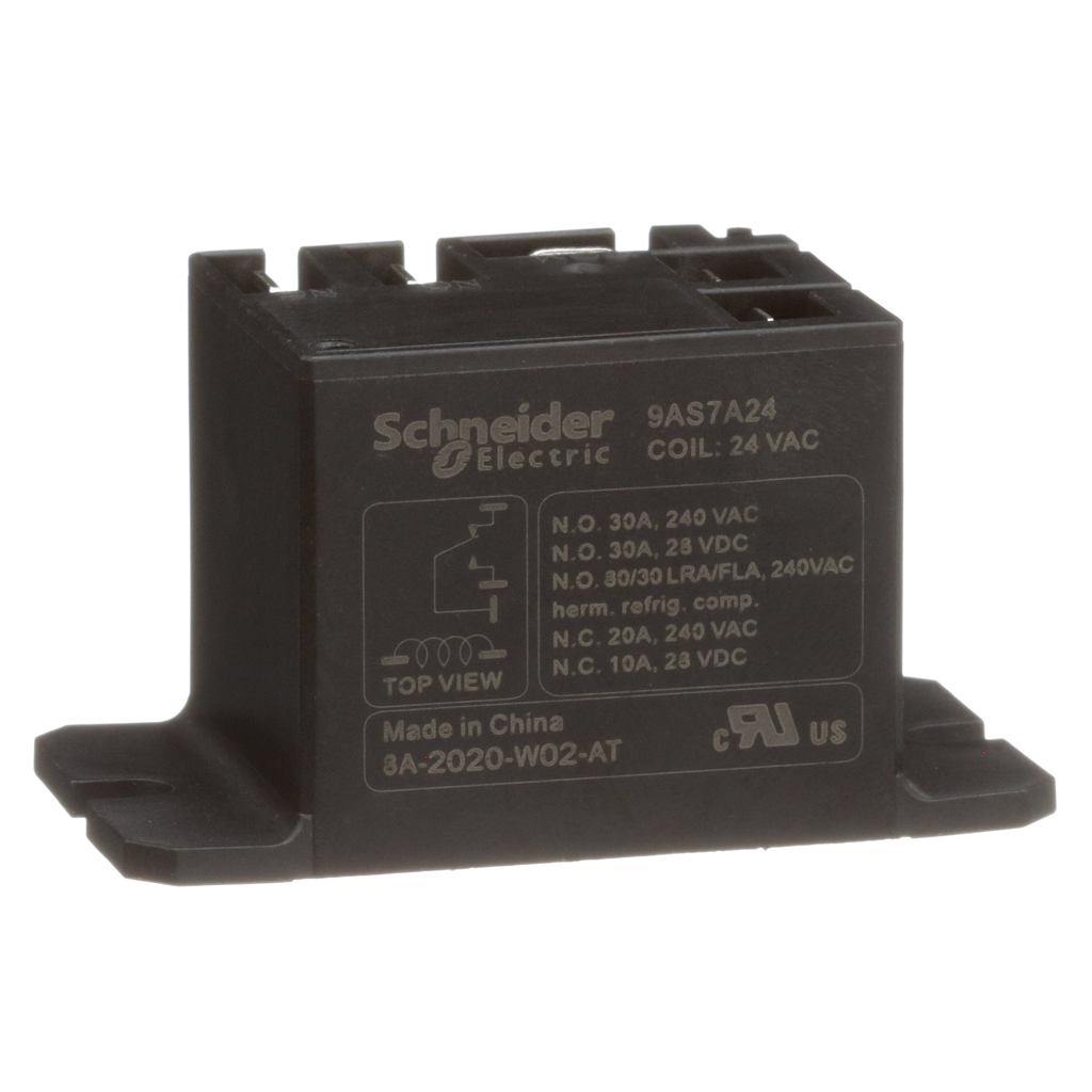 9AS7A24 – Power Relays, Harmony 9A, SPDT, 30A, flanged panel mount, sealed cover, 24V AC