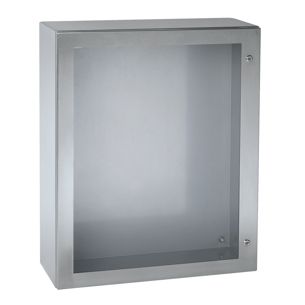 NSYS3X5420T – Wall mounted enclosure, Spacial S3X, stainless steel 304L, glazed door, 500x400x200mm, IP66
