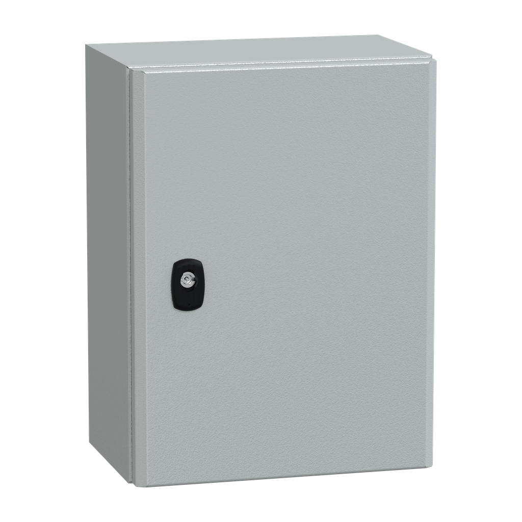 NSYS3D4320P – Wall mounted steel enclosure, PanelSeT S3D, plain door, with mounting plate, 400x300x200mm, IP66, IK10