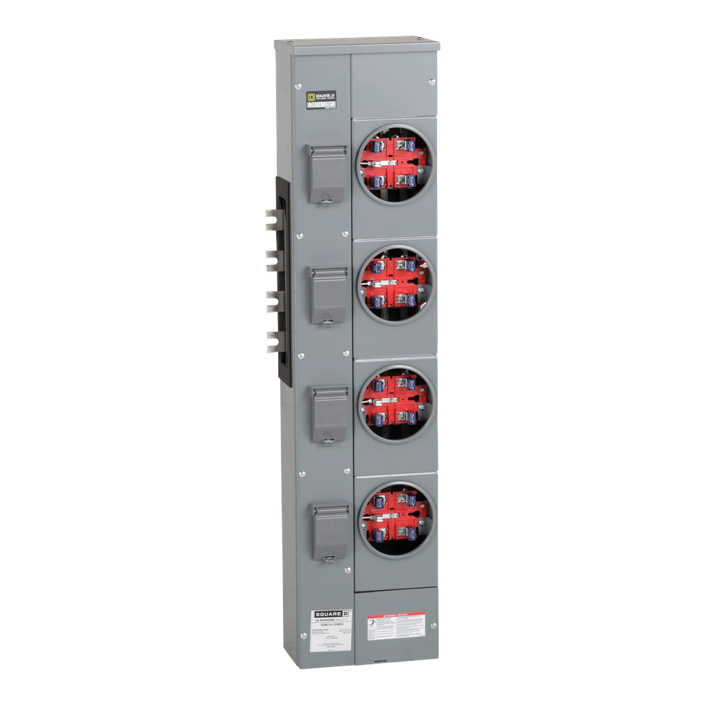 EZM314125M10 – Branch unit, EZ Meter-Pak, 125A, 4 x 5 jaw sockets, 208Y/120VAC, no bypass, ringed, 800A Al busbar, special