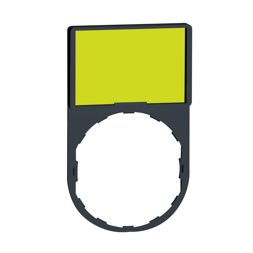 ZBY6102 – Legend holder 30x50mm, Harmony XB4, plastic, with legend 18x27mm, 1 white side, 1 yellow side, unmarked