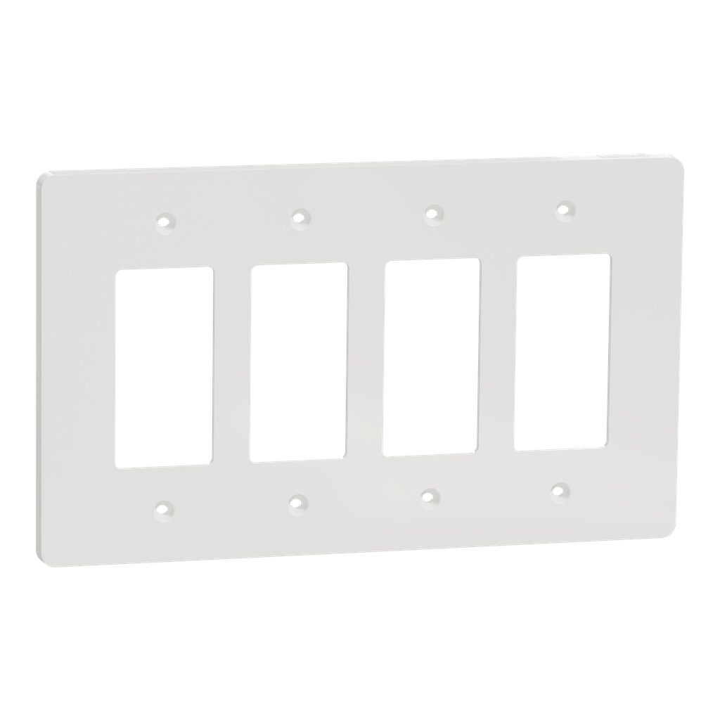 SQWS141004WH – Cover frame, X Series, 4 gangs, screw fixed, mid sized plus, white, matte finish