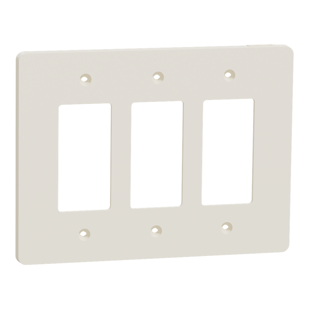 SQWS141003LA – Cover frame, X Series, 3 gangs, screw fixed, mid sized plus, light almond, matte finish