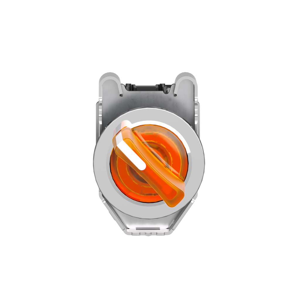 XB4FK125B5 – Illuminated selector switch, Harmony XB4, metal, orange handle, 30mm, universal LED, 2 positions, 1NO   1NC, 24V AC DC