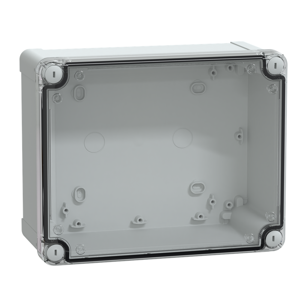 NSYTBP241910HT – PC box IP66 IK08 RAL7035 Int.H225W175D100 Ext.H241W194D105 Transparent cover H40