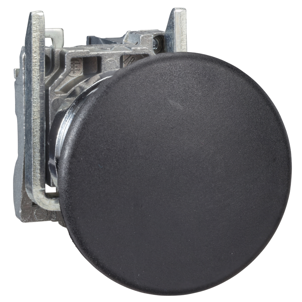 XB4BC21 – Push button, Harmony XB4, metal, black mushroom 40mm, 22mm, spring return, unmarked, 1NO