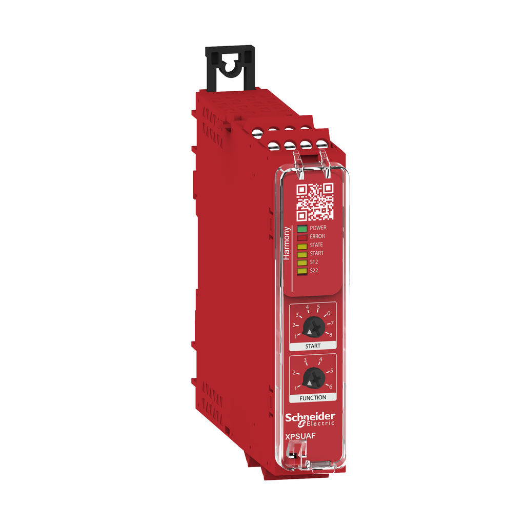 XPSUAF13AP – safety module, Harmony XPSU, Cat 4, potential free 2 NC, NO NC, 2 PNP, 24V AC or DC, screw