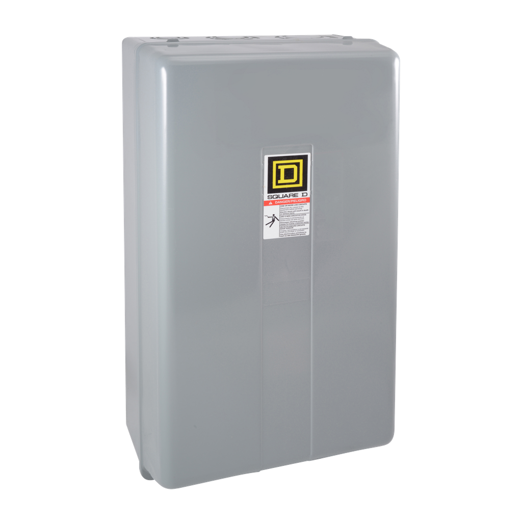 8502SEG2V02S – NEMA Contactor, Type S, nonreversing, Size 3, 90A, 50HP at 575VAC, 3 phase, up to 100kA, 3 pole, 120VAC coil, NEMA 1