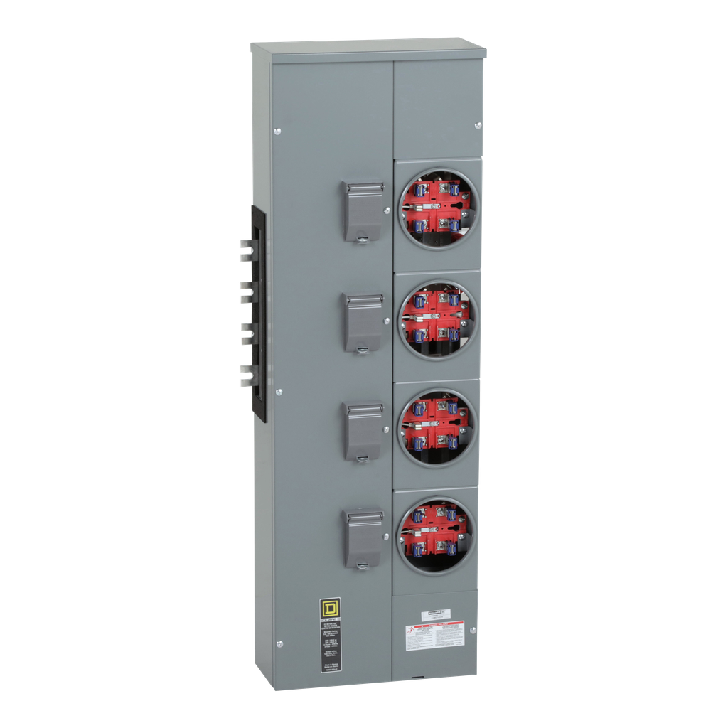 EZM314225 – Branch unit, EZ Meter-Pak, 225A, 4 x 5 jaw sockets, 208Y/120VAC, no bypass, ringed, 800A Al busbar