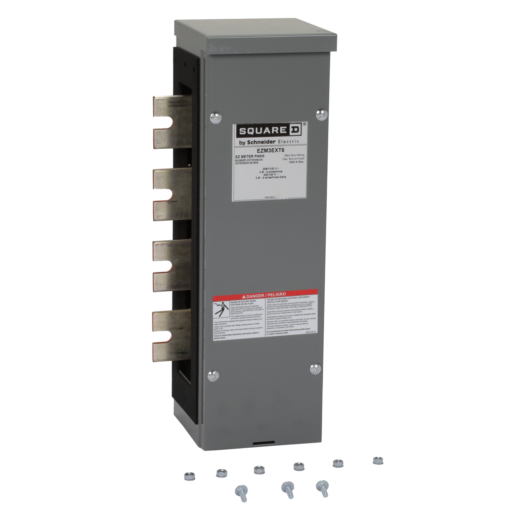 EZM3EXT6 – Meter accessory, EZ Meter-Pak, bus extension, 1200A, indoor/outdoor, 3 phase, 4 wire, Cu, 6in