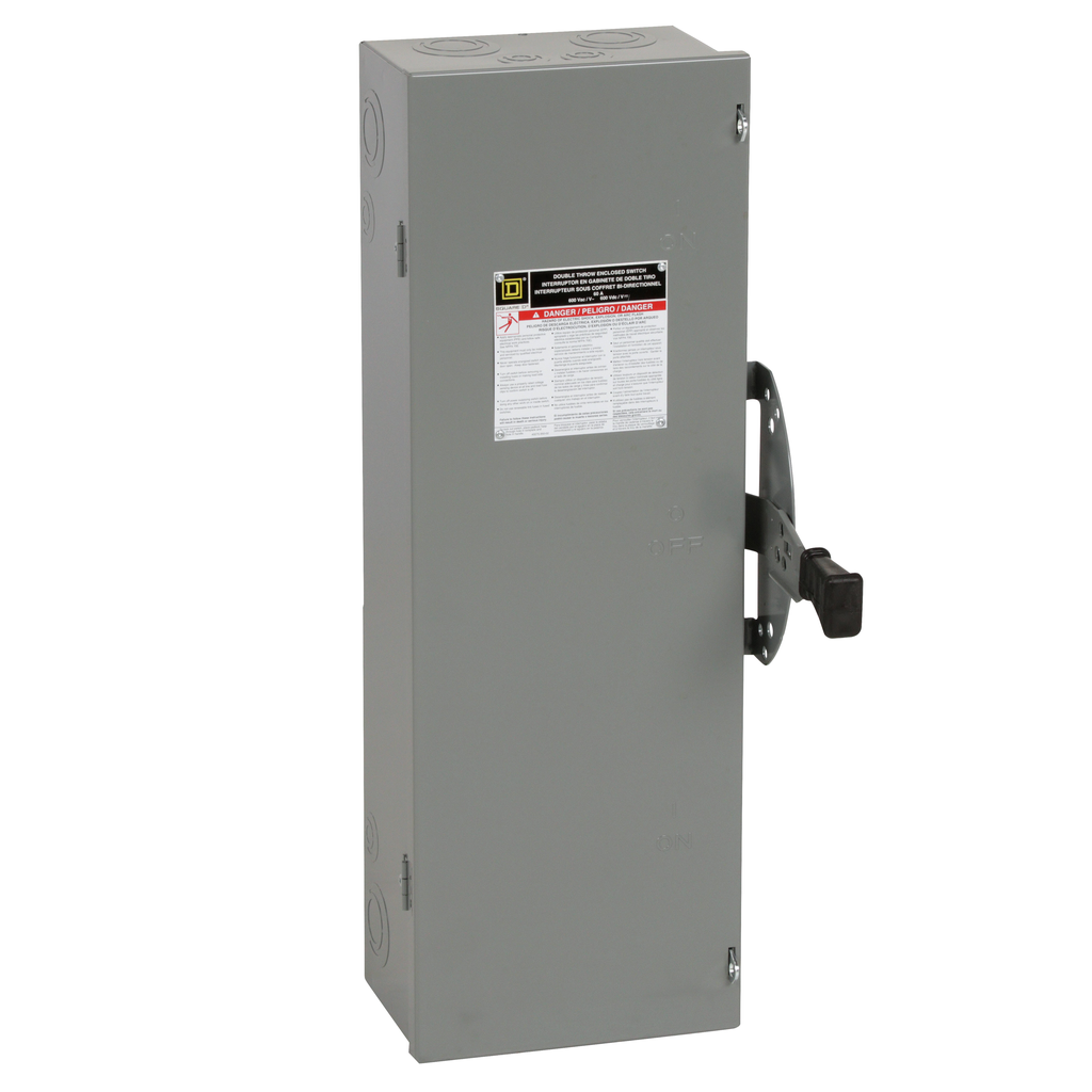 DTU362 – Safety switch, double throw, non fusible, 60A, 600V, 3 pole, 60HP, NEMA 1