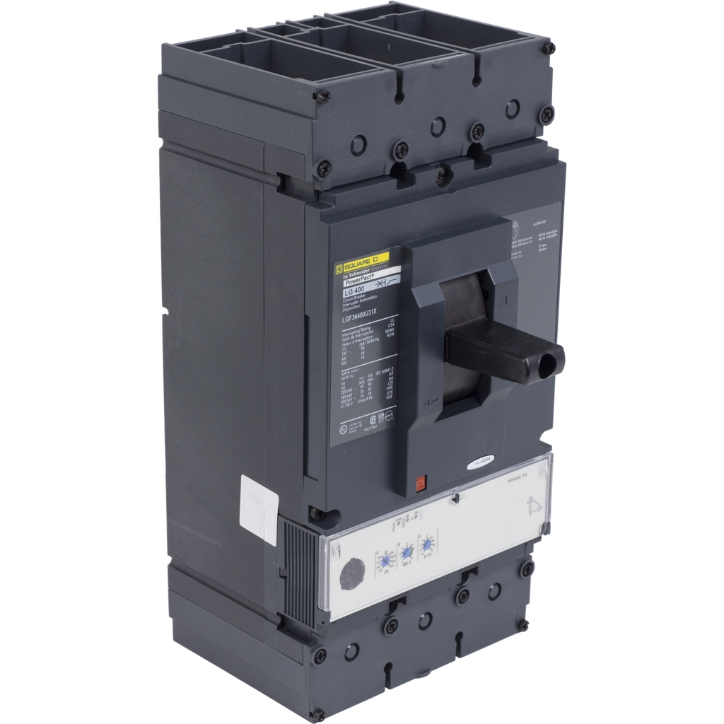 Mayer-DDS-Circuit breaker, PowerPacT L, 400A, 3 pole, 600VAC, 25kA, busbar, MicroLogic 3.3, 80%-1