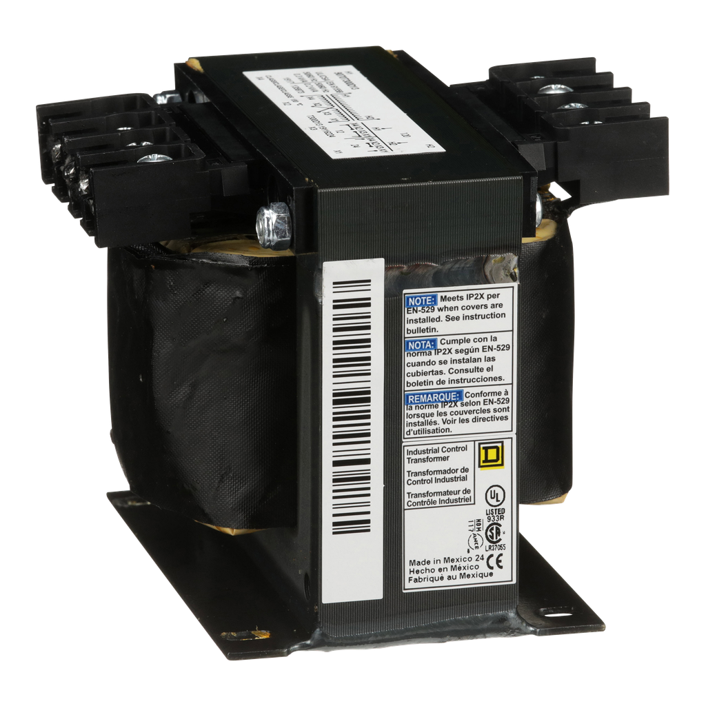 9070T300D13 – Transformer, Type T, industrial control, 300VA, 1 phase, 120V primary, 12/24V secondary, 80C rise