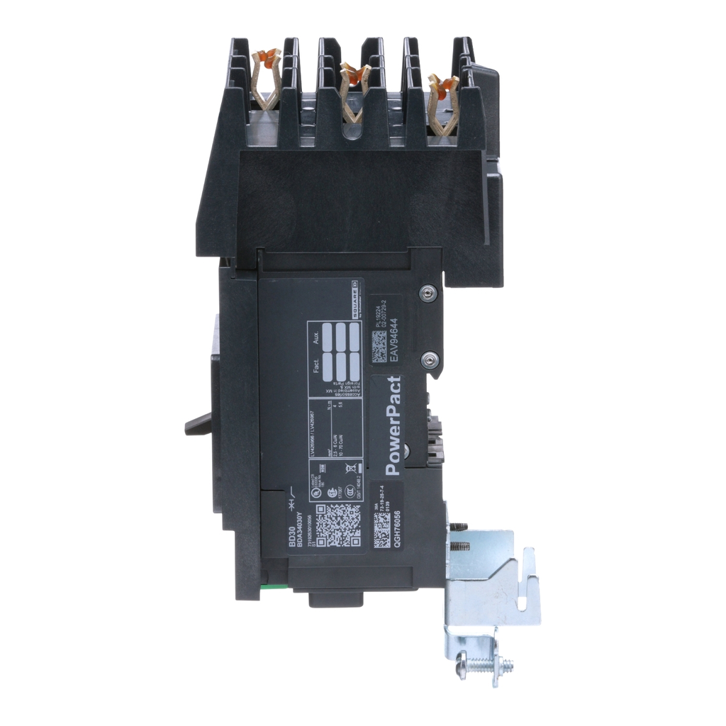 Mayer-DDS-Circuit breaker, PowerPacT B, 30A, 3 pole, 480Y/277VAC, 18kA, I-Line, thermal magnetic, 80%, ABC-2