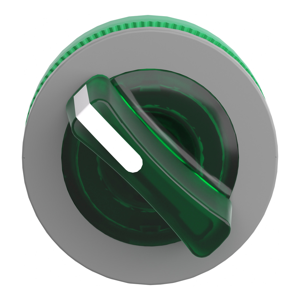 Mayer-DDS-Head for illuminated selector switch, Harmony XB5, grey bezel, green handle, flush mounted, 30mm, universal LED, 2 positions-2