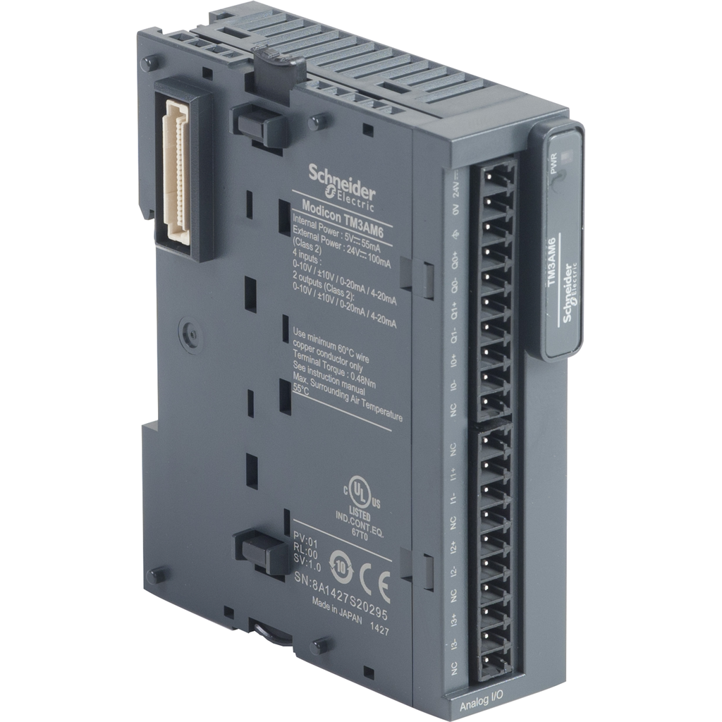 TM3AM6 – IO analog module, Modicon TM3, 4 inputs, 2 output, screw, 24V DC
