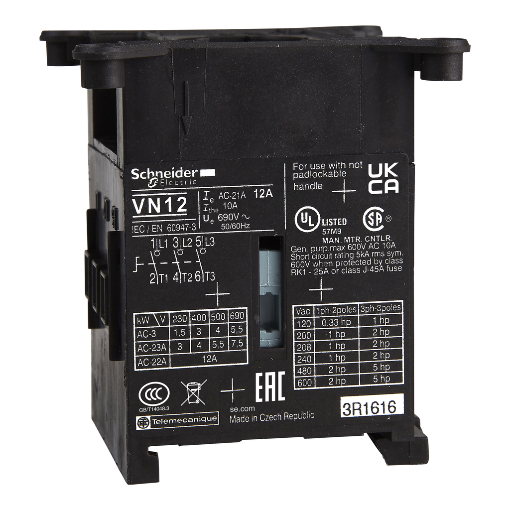 VN12 – Switch body,TeSys Control,3 poles,12A,compact size