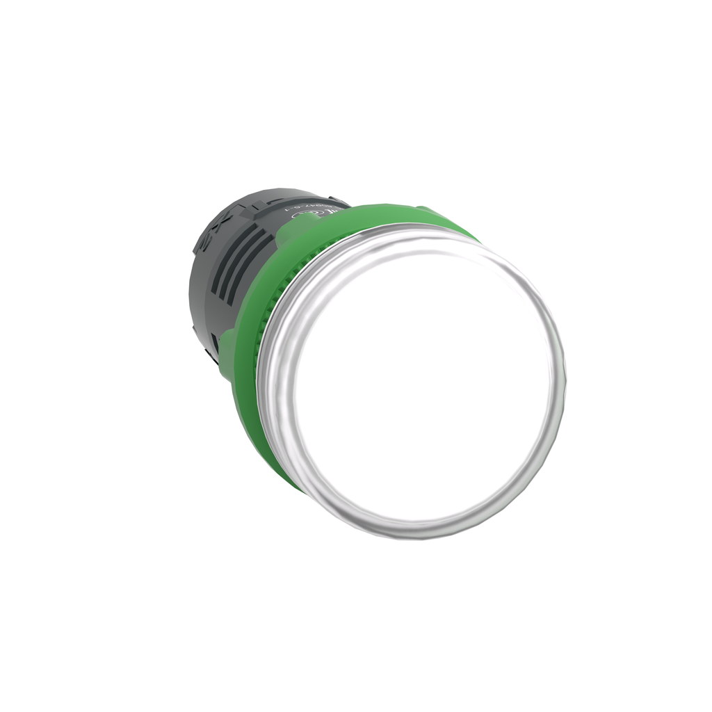XB5EVB1 – Monolithic pilot light, Harmony XB5, grey plastic, white, 22mm, universal LED, plain lens, 24V AC DC
