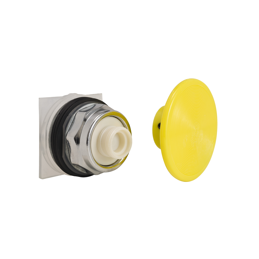 Product image for Square D 9001KR25Y 30 mm Yellow Body Metal Bezel Momentary Mushroom Round Non-Illuminated Push Button Operator