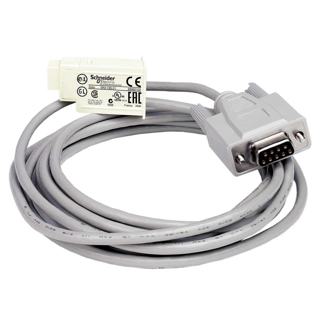 SR2CBL01 – connecting cable, Zelio Logic SR2 SR3, SUB-D, 9 pin, PC, for smart relay, 3m