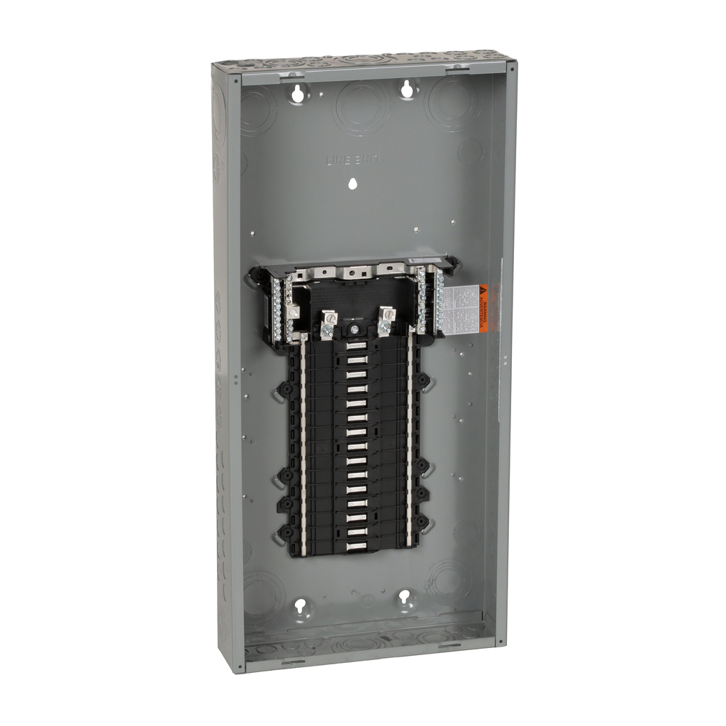 QO130L125PG – Load center, QO, 1 phase, 30 spaces, 34 circuits, 125A convertible main lugs, PoN, NEMA1, gnd bar