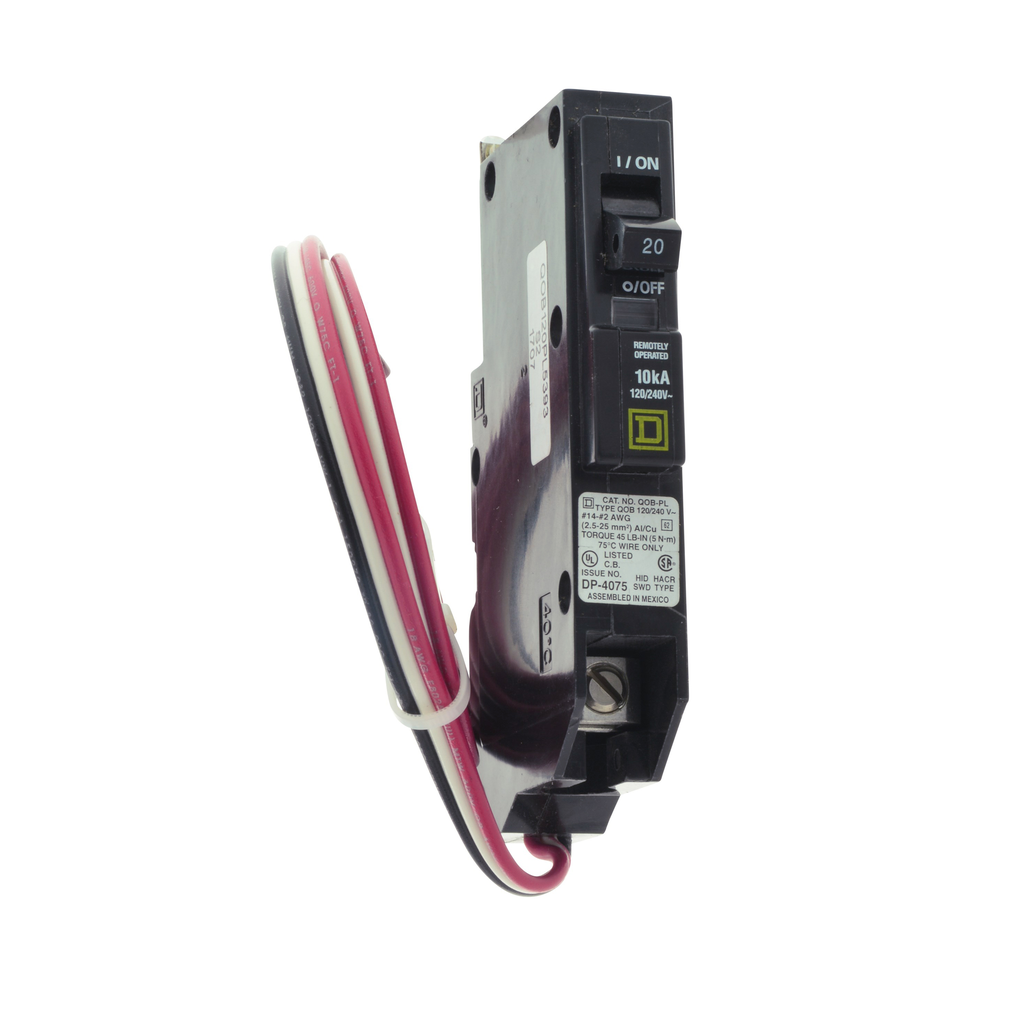 QOB120PL5393 – Mini circuit breaker, QO, 20A, 1 pole, 120/240VAC, 10kA, bolt on, Powerlink, 60in leads