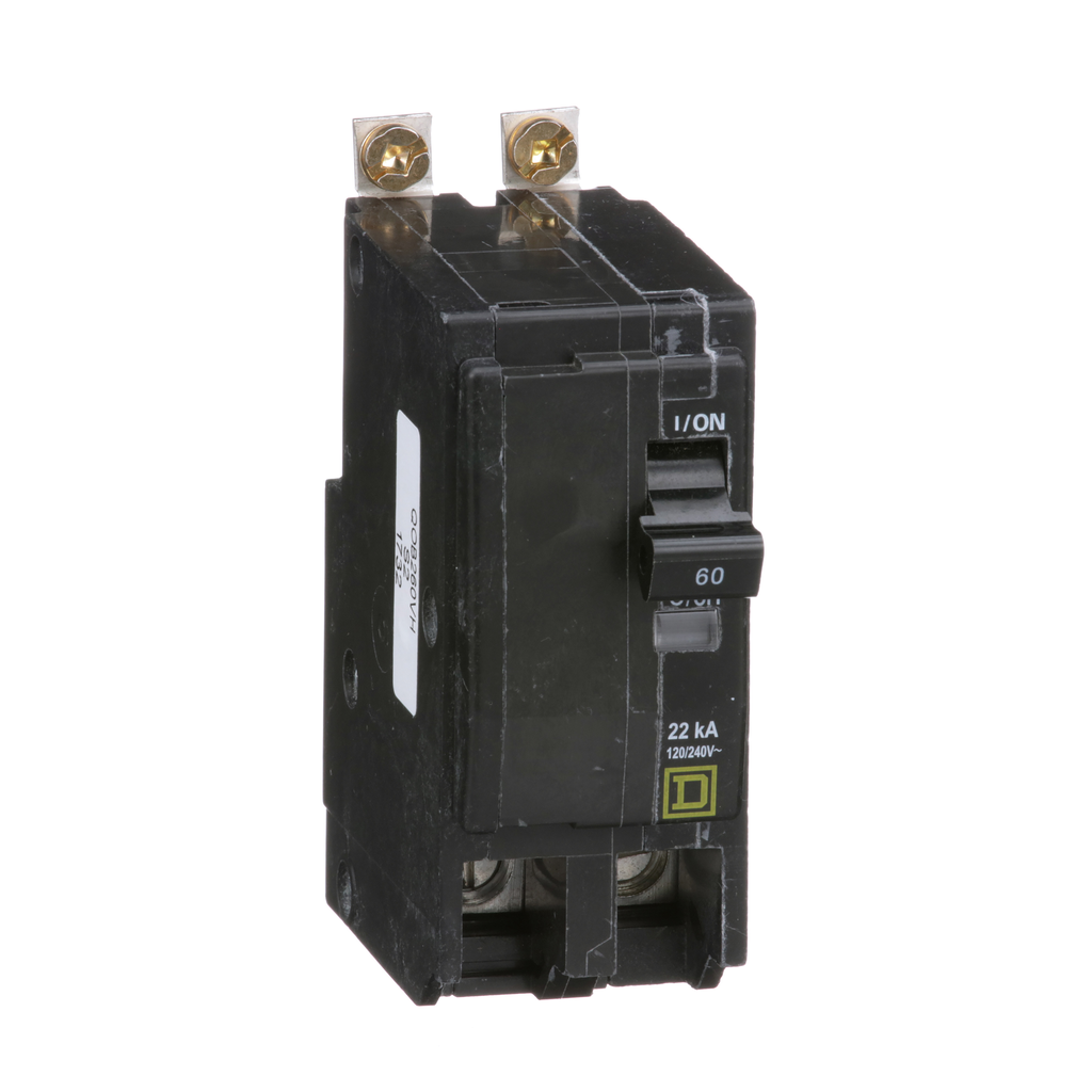 QOB260VH35 – Mini circuit breaker, QO, 60A, 2 pole, 120/240VAC, 22kA, bolt on, 50 deg C