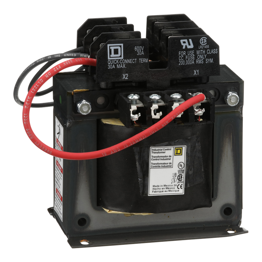 9070TF300D3 – Industrial control transformer, Type TF, 1 phase, 300VA, 208V primary, 120V secondary, 50/60Hz