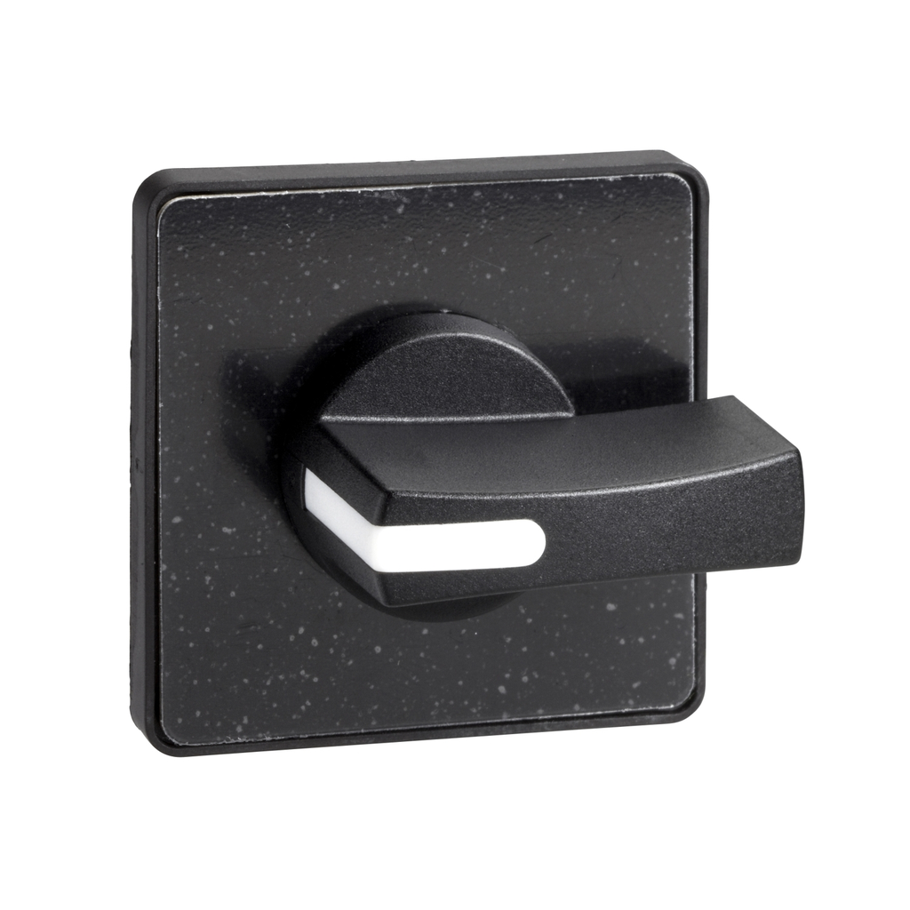 Mayer-DDS-Cam switch Operating head, Harmony K, for multifixing, plastic, matt black, 45 x 45 mm, black handle, blank for engraving-1