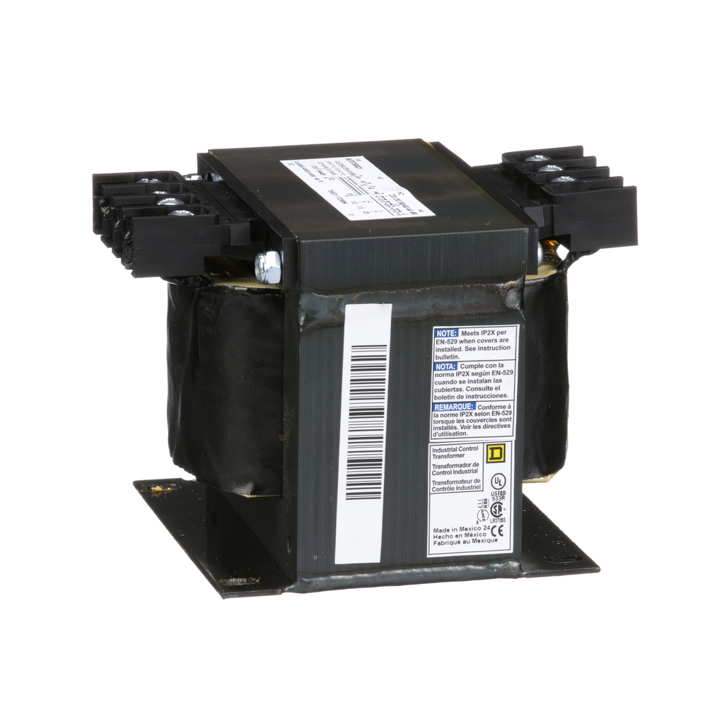 9070T500D1B42 – Transformer, Type T, industrial control, 500VA, 1 phase, 240x480V primary, 120V secondary, 115C rise