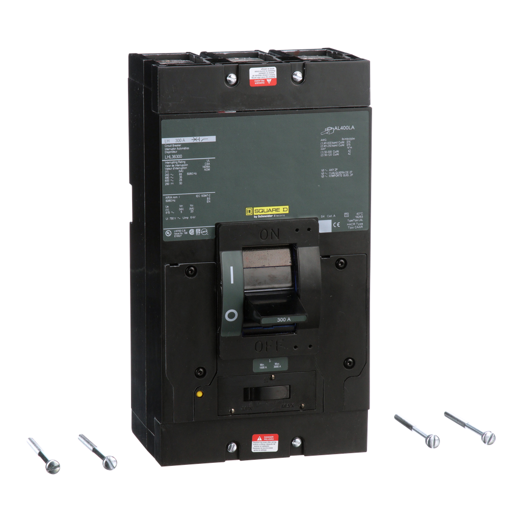 LHL36300 – Circuit breaker, LH, 300A, 3 pole, 600VAC, 25kA, 250VDC, 50kA, lugs, thermal magnetic