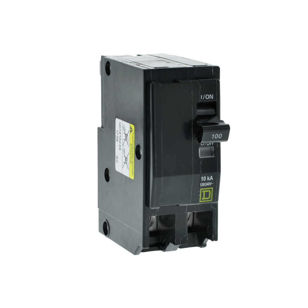 QO210035 – Mini circuit breaker, QO, 100A, 2 pole, 120/240VAC, 10kA, plug in, 50 deg C