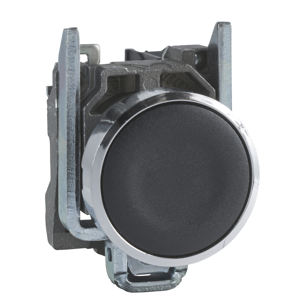 XB4BA22 – Push button, Harmony XB4, black flush, metal, 22mm, spring return, 1NC, unmarked