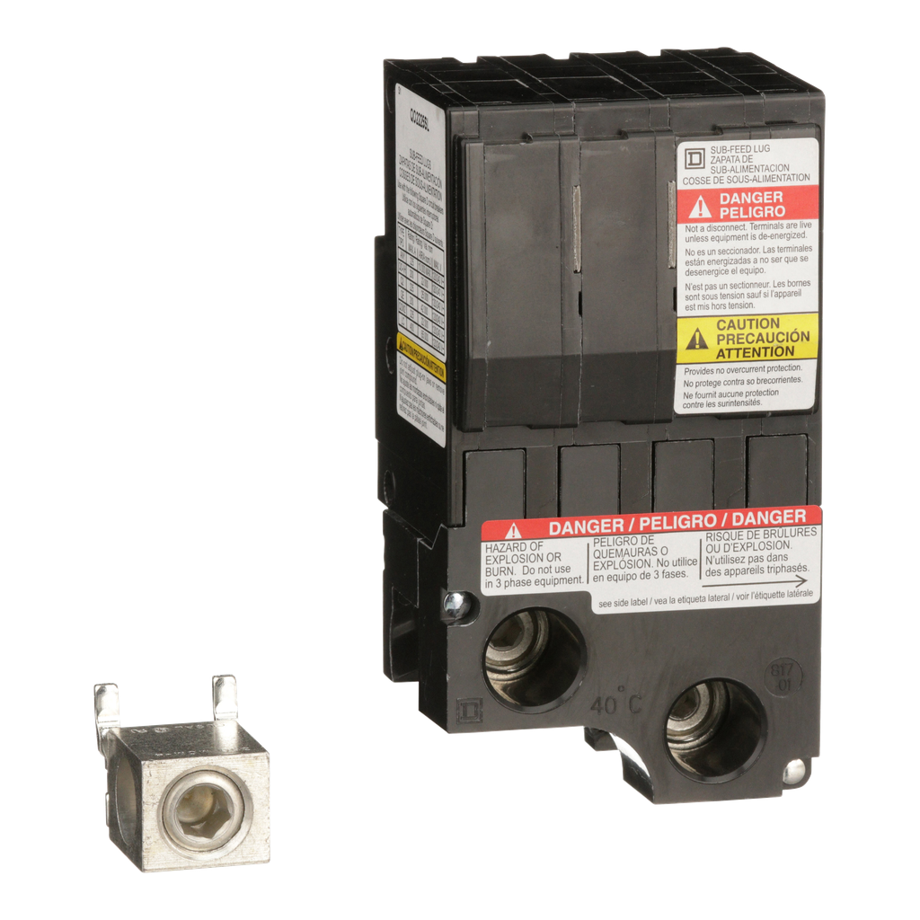 QO2225SL – Mini circuit breaker accessory, QO, lug kit, 225A, 2 pole, 2 spaces, subfeed