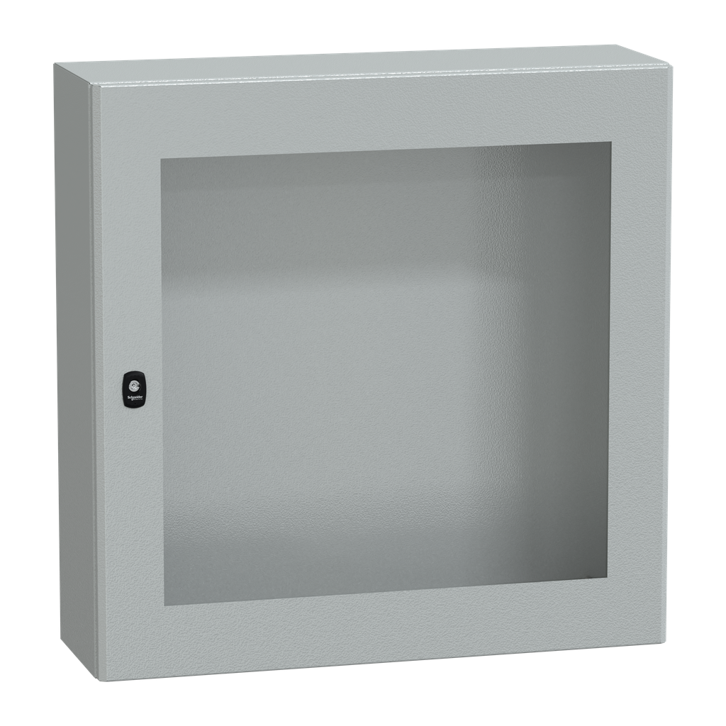NSYS3D8825T – Wall mounted steel enclosure, PanelSeT S3D, transparent door, without mounting plate, 800x800x250mm, IP66, IK08