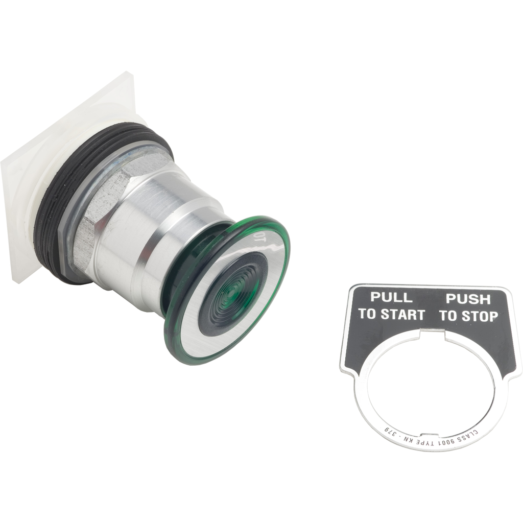 9001KR8G – Head for spring return push button, Harmony 9001K, metal, green, mushroom 41mm, 30mm, 3 positions